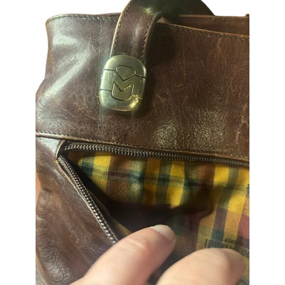 VTG Marino Orlandi Distressed Brown Leather Shoulder / Hand Bag Made in Italy - Picture 9 of 15